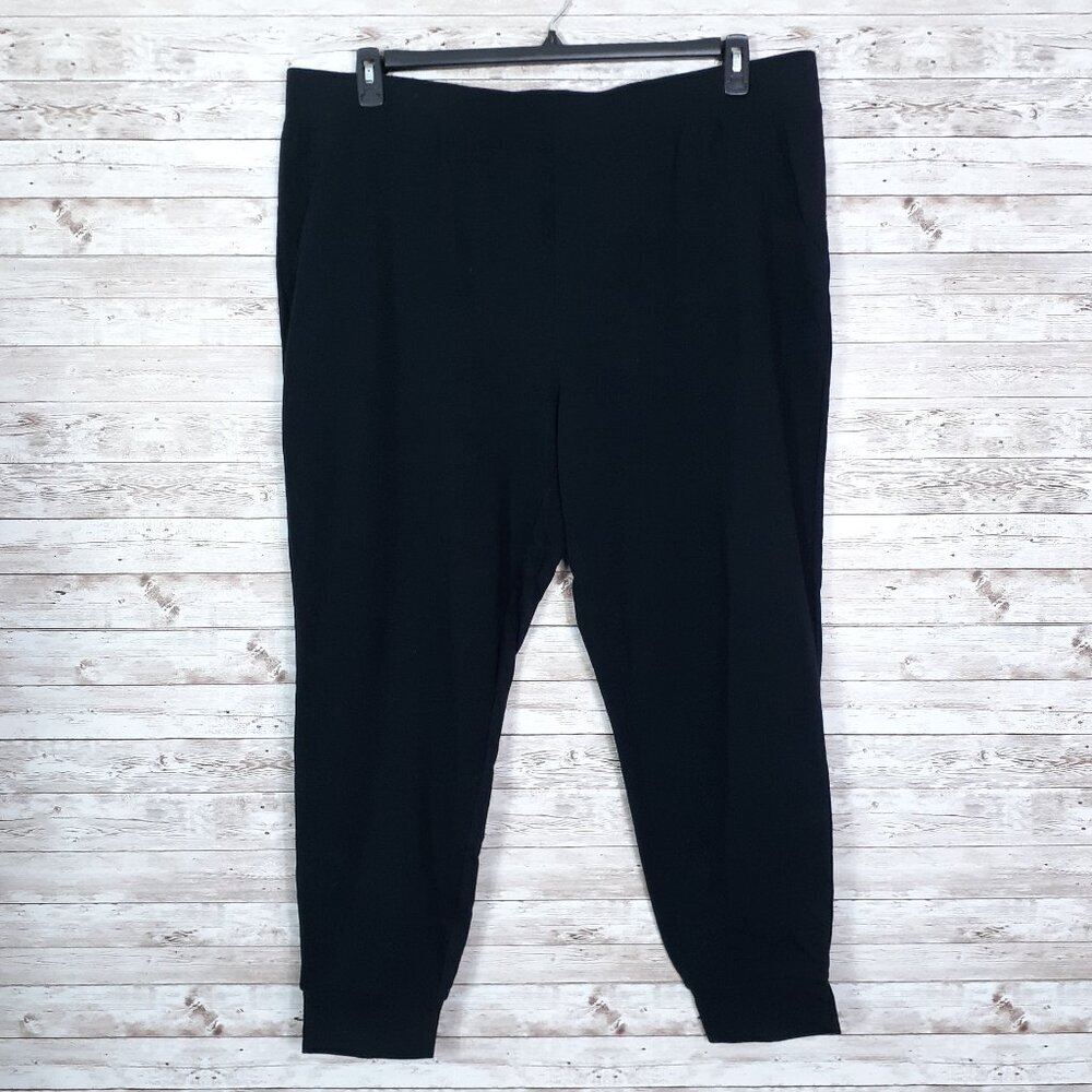 d&co Active Womens Pants 2X Pull On Stretch Joggers Black NWOT 287A